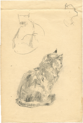 Урманче Баки Идрисович. Лист с тремя набросками кота 